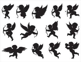 Cupid silhouette white background vector