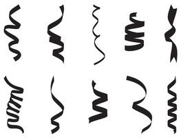 Falling ribbon silhouette white background vector