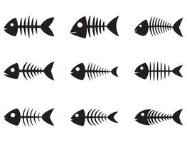 Fish skeleton silhouette white background vector