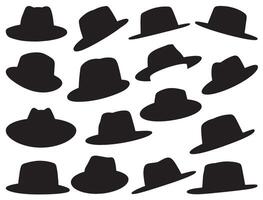 Fedora hats silhouette white background vector