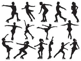 Figure skating silhouette white background vector