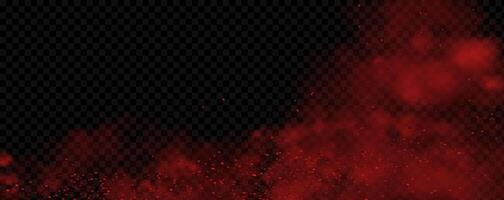 Red powder explosion on black background vector