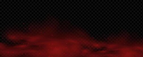 Red smoke on black background vector