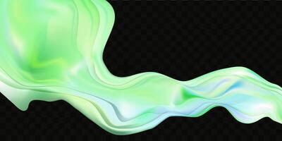 Abstract green liquid wave on transparent background vector