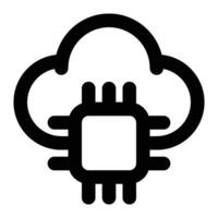 Cloud Processor, Technology Outline Icon vector