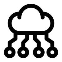 Cloud Technology, Cloud System Outline Icon vector