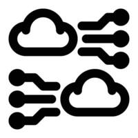 Multi Cloud, Hybrid Cloud Outline Icon vector