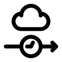 Cloud Time Tracking, Automation Outline Icon vector