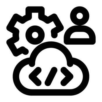 nube desarrollador, programador contorno icono vector