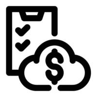 Cloud Cost, Management Outline Icon vector