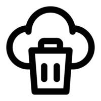 Cloud Delete, Trash Outline Icon vector