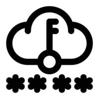 Cloud Password, Protection Outline Icon vector