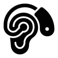 Smart Earing, Smart Hearing Glyph Solid Icon vector