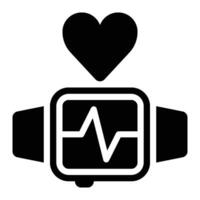 Heart Rate Monitor Glyph Solid Icon vector