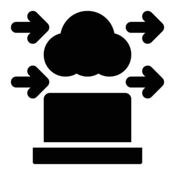 Cloud Migration, Cloud Computing Glyph Solid Icon vector