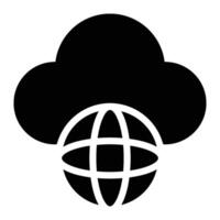 Public Cloud, Cloud Computing Glyph Solid Icon vector