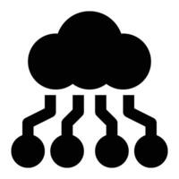 Cloud Computing, Cloud Technology Glyph Solid Icon vector