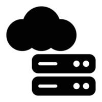 Cloud Storage, Cloud Hosting Glyph Solid Icon vector