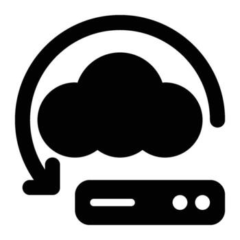 Cloud Backup, Cloud Computing Glyph Solid Icon vector