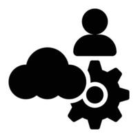 Cloud Engineer, Cloud User Glyph Solid Icon vector