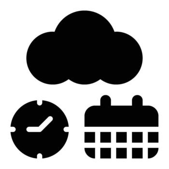 Cloud Scheduling, Cloud Based Glyph Solid Icon vector