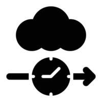 Cloud Time Tracking, Cloud Based Glyph Solid Icon vector