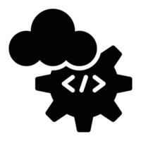 Cloud Programming, Cloud Development Glyph Solid Icon vector