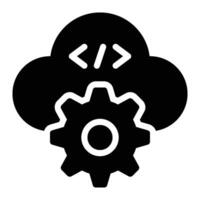 Cloud Development, Cloud Computing Glyph Solid Icon vector