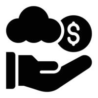 Cloud Payroll, Cloud Based Glyph Solid Icon vector