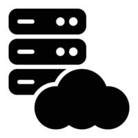 Cloud Database, Cloud Hosting Glyph Solid Icon vector