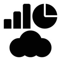 Cloud Analytics, Cloud Computing Glyph Solid Icon vector
