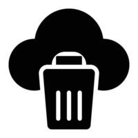 Cloud Delete, Cloud Computing Glyph Solid Icon vector