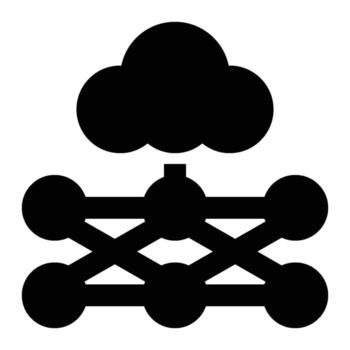 Cloud Intelligence, Intelligent Cloud Glyph Solid Icon vector