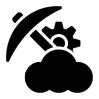 Cloud Mining, Cloud Computing Glyph Solid Icon vector