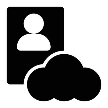 nube identidad, nube usuario glifo sólido icono vector