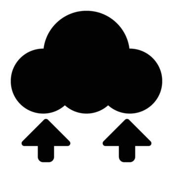 nube subir, nube apoyo glifo sólido icono vector