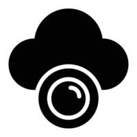 Cloud Camera, Cloud Computing Glyph Solid Icon vector