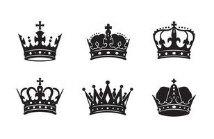 Royal Crown Bundle with Elegant Silhouette Icons vector