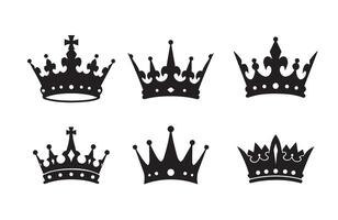 Elegant Silhouette Icons Set Royal Crown Bundle vector