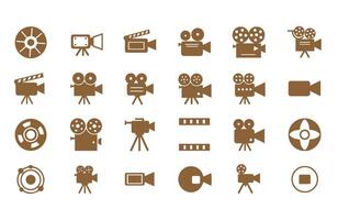 Filmmaking Camera Icon Collection Editing vector