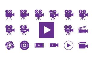 Retro Filmmaking Camera Icon Collection Studios vector
