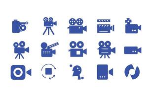 Classic Filmmaking Camera Icon Collection Set vector