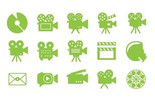 Retro Filmmaking Camera Icon Collection Set vector