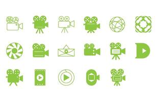Retro Filmmaking Camera Icon Collection vector