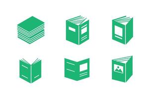 Digital book magazine library learning set vector