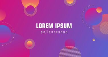 Creative and modern abstract background with gradient color and circles element. Purple, orange, yellow, and pink gradient background. Cool geometric background. vector