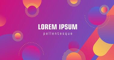 Creative and modern abstract background with gradient color and circles element. Purple, orange, yellow, and pink gradient background. Cool geometric background. Shapes element. vector