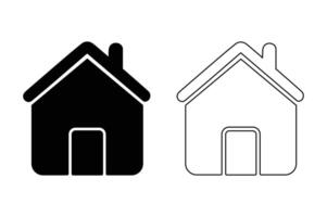Home Icon Set silhouette with line art on a white background. vector