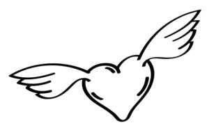 cartoon icon of doodle Inspired heart of human in love. Heart symbol with wings. isolated on white background image vector