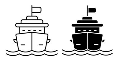 Linear icon. Cruise ship for ocean voyages around the world. Multi deck liner for sea recreation. Simple black and white isolated on white background image vector